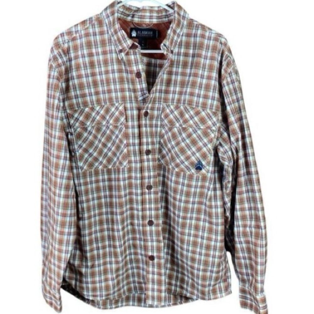 Alaskan Hardgear Mens Multicolor Plaid Standard Fit Flannel Shirt Size Large